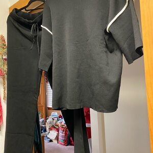 Black Women's Jumpsuit with White Accents